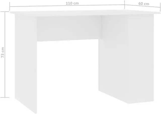Alt view image 2 of 15 - vidaXL Desk Computer Desk Home Office Desk Workstation White Engineered Wood