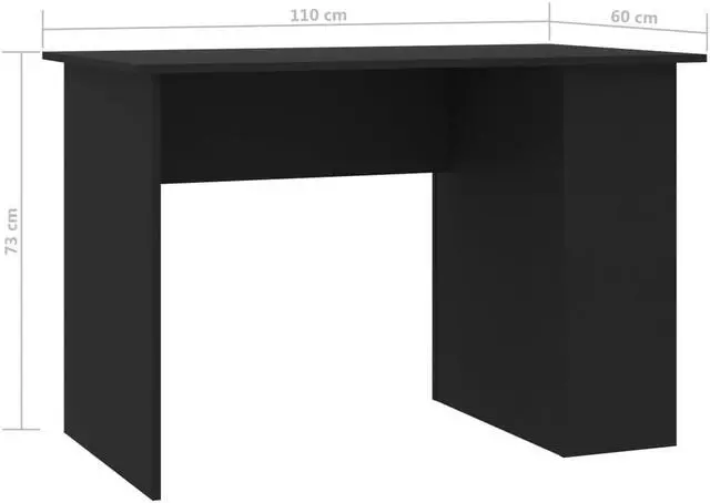 Alt view image 4 of 15 - vidaXL Desk Computer Desk Home Office Desk Workstation Black Engineered Wood