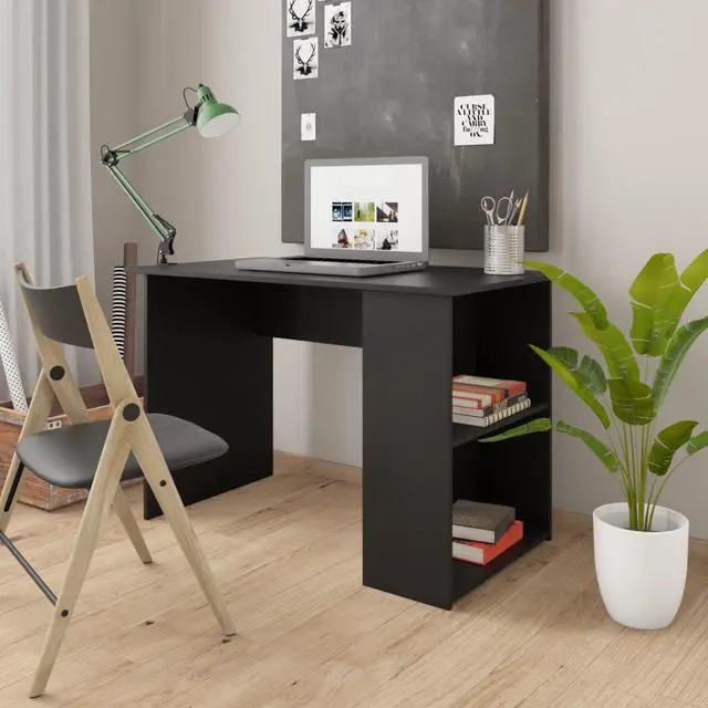 Main image of vidaXL Desk Computer Desk Home Office Desk Workstation Black Engineered Wood