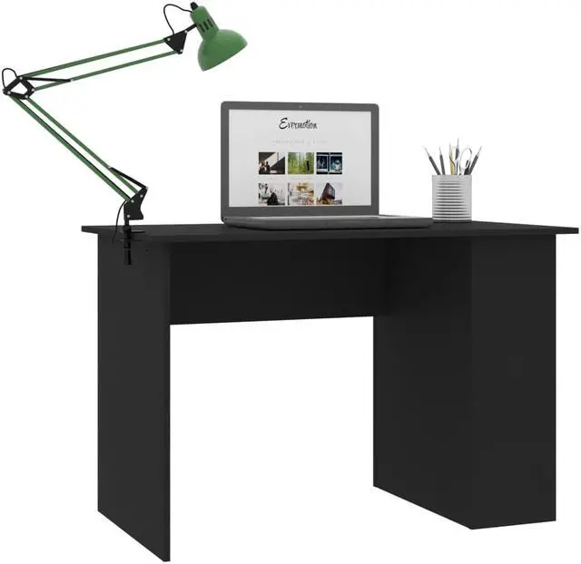 Alt view image 5 of 15 - vidaXL Desk Computer Desk Home Office Desk Workstation Black Engineered Wood