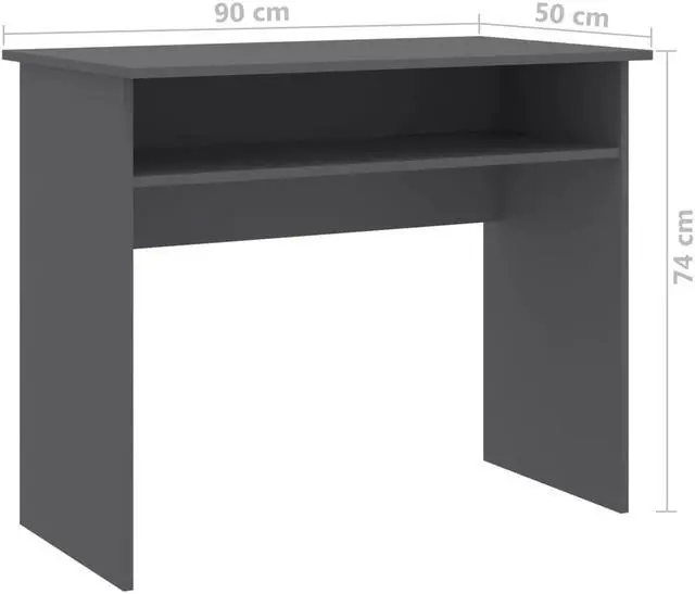 Alt view image 5 of 11 - vidaXL Desk Computer Desk Home Office Desk with Shelf Gray Engineered Wood