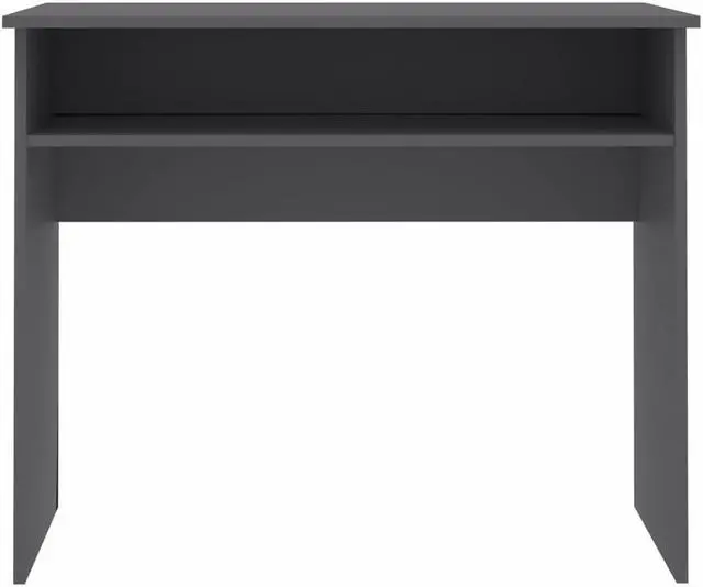 Alt view image 3 of 11 - vidaXL Desk Computer Desk Home Office Desk with Shelf Gray Engineered Wood