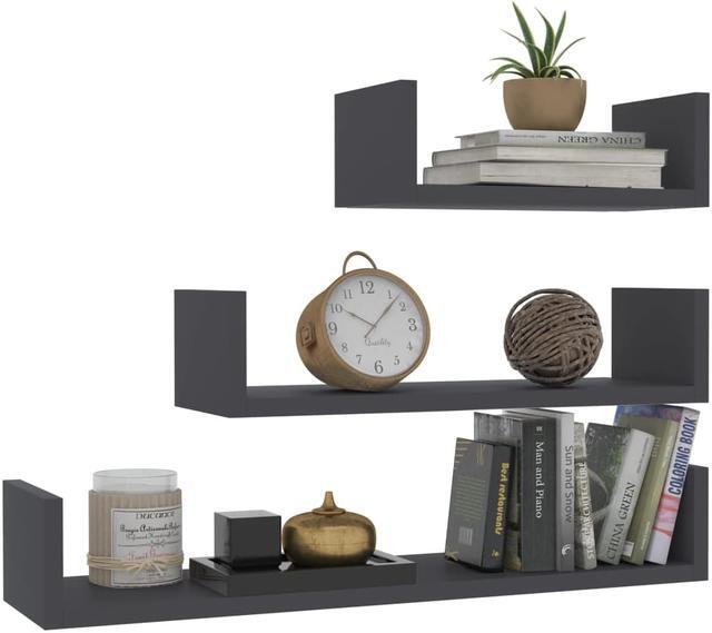 Alt view image 2 of 13 - vidaXL Wall Shelf Floating Wall Mounted Shelf Rack 3 Pcs Gray Engineered Wood