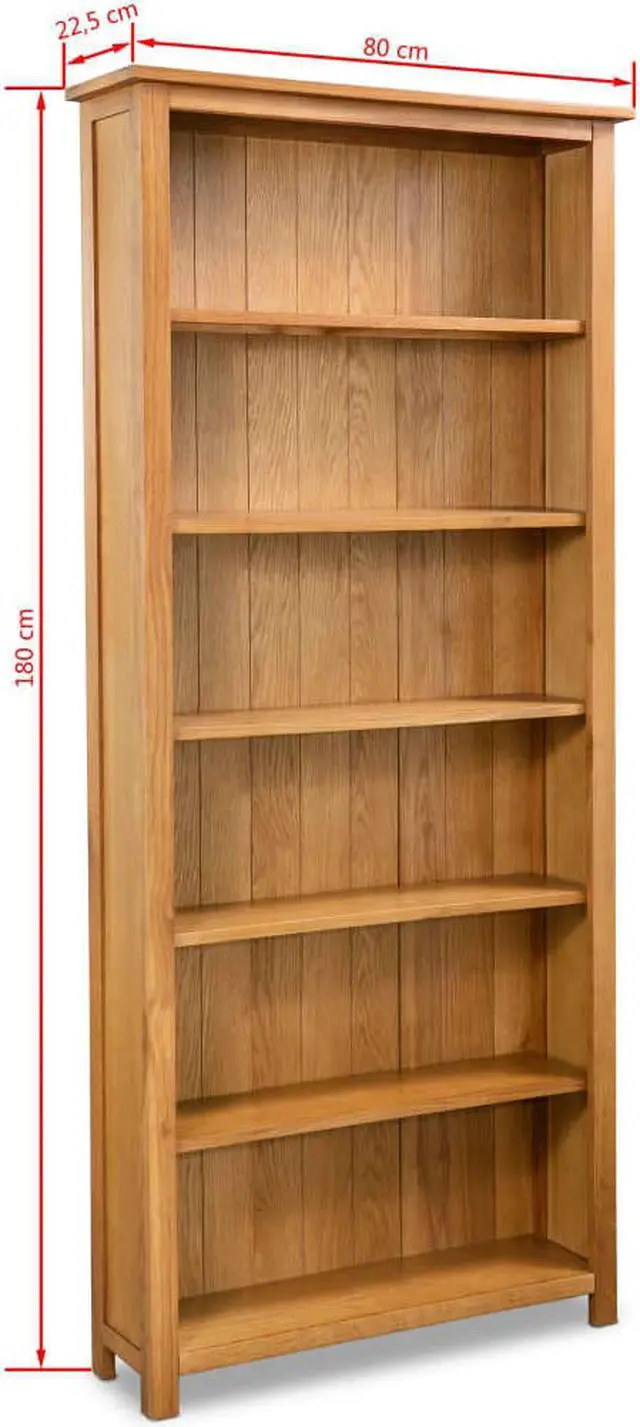 Alt view image 5 of 17 - vidaXL Solid Oak Wood 6-Tier Bookcase Book Shelves Cabinets Display Shelf