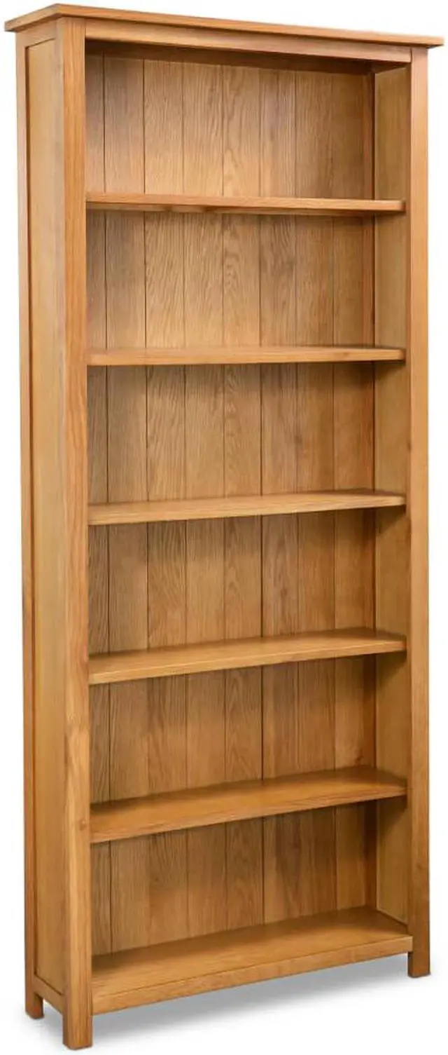 Main image of vidaXL Solid Oak Wood 6-Tier Bookcase Book Shelves Cabinets Display Shelf