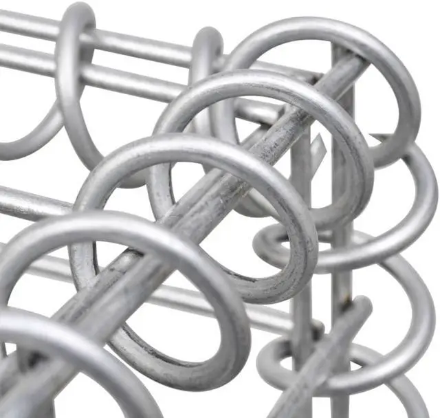 Alt view image 3 of 7 - vidaXL Gabion Wall Gabion Basket Post Gabion Wall with Covers Galvanized Steel