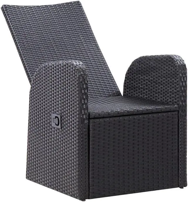 Alt view image 4 of 19 - vidaXL 2x Reclining Patio Chairs with Cushions Poly Rattan Black Meal Seating