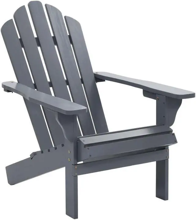 Alt view image 6 of 16 - vidaXL Patio Chair Patio Adirondack Chair with Detachable Ottoman Wood Gray