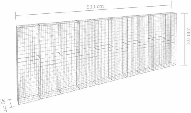 Alt view image 5 of 7 - vidaXL Gabion Wall Gabion Basket Post Gabion Wall with Covers Galvanized Steel