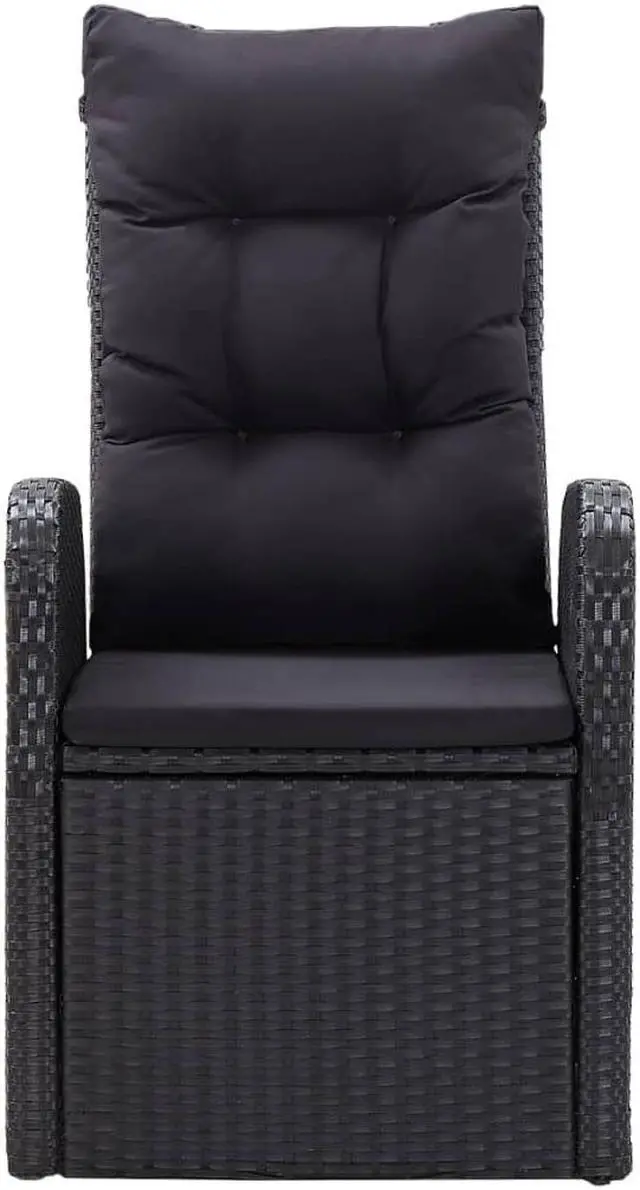 Alt view image 2 of 19 - vidaXL 2x Reclining Patio Chairs with Cushions Poly Rattan Black Meal Seating