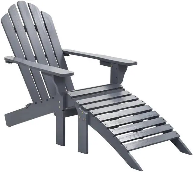 Main image of vidaXL Patio Chair Patio Adirondack Chair with Detachable Ottoman Wood Gray