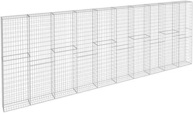Alt view image 4 of 7 - vidaXL Gabion Wall Gabion Basket Post Gabion Wall with Covers Galvanized Steel
