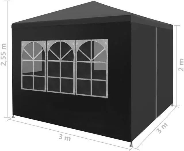 Alt view image 10 of 10 - vidaXL Party Tent Sidewall 2 Pcs Patio Canopy Sidewall with Zipper PE Anthracite