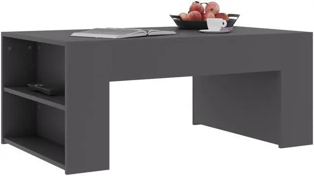 Alt view image 2 of 13 - vidaXL Coffee Table End Table with Storage for Living Room Gray Engineered Wood