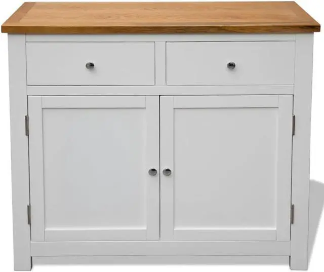 Alt view image 4 of 19 - vidaXL Sideboard Kitchen Cabinet with 3 Drawers and 3 Doors Solid Wood Oak