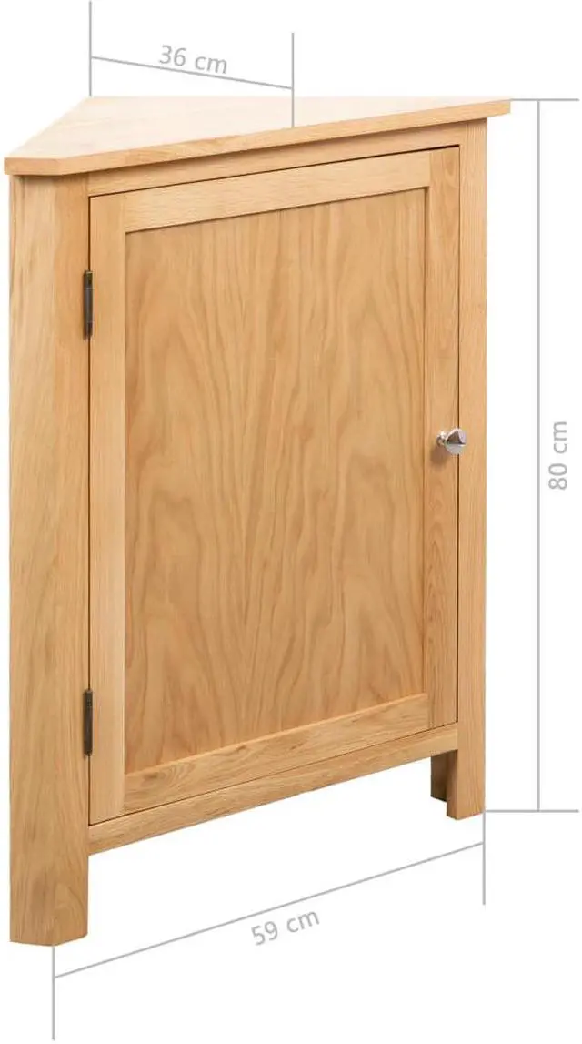 Alt view image 6 of 20 - vidaXL Solid Oak Wood Corner Cabinet Space Saving Storage 23.2" Hallway Shelf