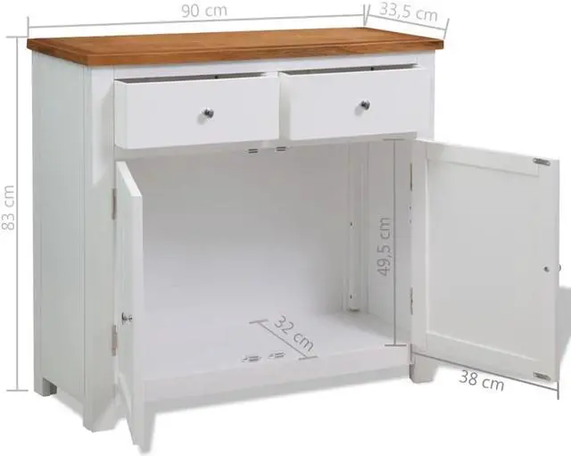 Alt view image 6 of 19 - vidaXL Sideboard Kitchen Cabinet with 3 Drawers and 3 Doors Solid Wood Oak