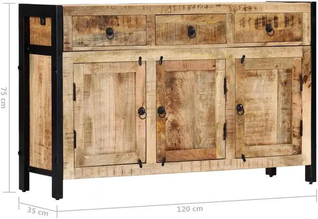 Alt view image 6 of 7 - vidaXL Sideboard Drawer Cupboard Sideboard Buffet Cabinet Solid Wood Mango