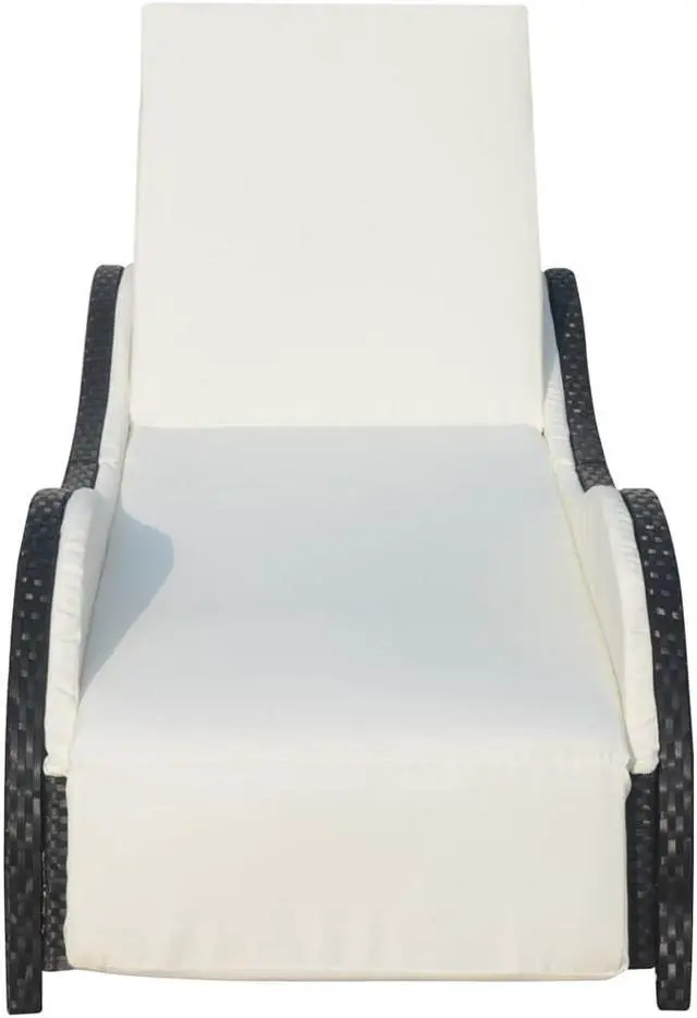 Alt view image 3 of 15 - vidaXL Patio Lounge Chair Outdoor Chaise Lounge with Cushion Poly Rattan Black