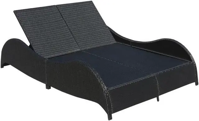 Alt view image 3 of 7 - vidaXL Patio Lounge Chairs Sunbed Sunlounger with Cushion Poly Rattan Black