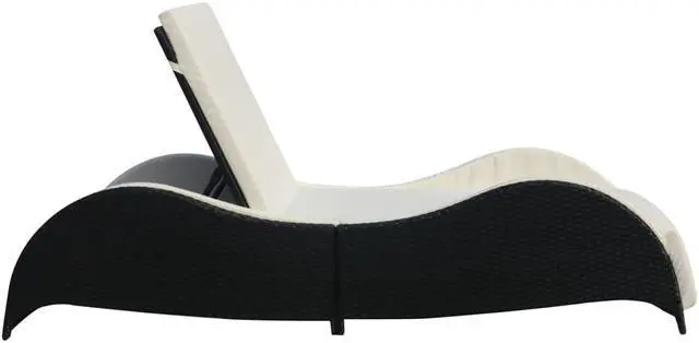 Alt view image 5 of 15 - vidaXL Patio Lounge Chair Outdoor Chaise Lounge with Cushion Poly Rattan Black