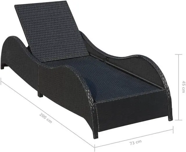 Alt view image 6 of 15 - vidaXL Patio Lounge Chair Outdoor Chaise Lounge with Cushion Poly Rattan Black