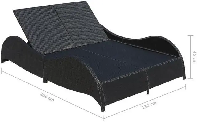 Alt view image 6 of 7 - vidaXL Patio Lounge Chairs Sunbed Sunlounger with Cushion Poly Rattan Black