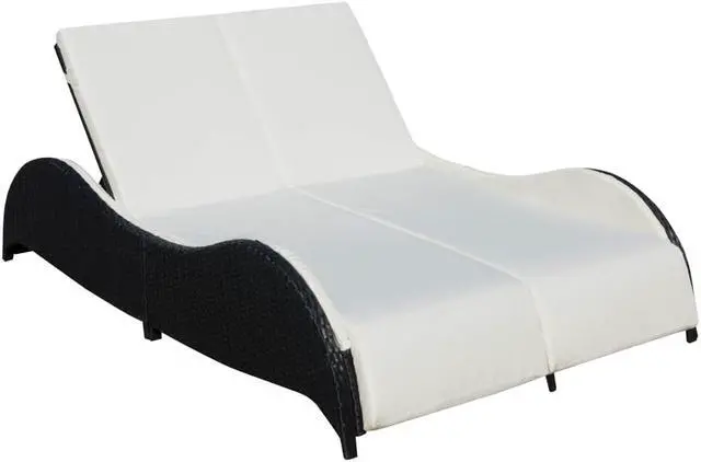 Main image of vidaXL Patio Lounge Chairs Sunbed Sunlounger with Cushion Poly Rattan Black