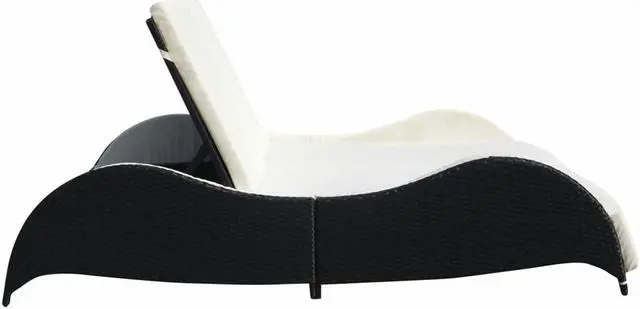 Alt view image 4 of 7 - vidaXL Patio Lounge Chairs Sunbed Sunlounger with Cushion Poly Rattan Black