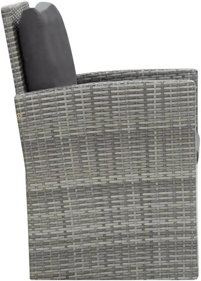 Alt view image 7 of 7 - vidaXL Patio Dining Set 5 Piece Patio Dining Table and Chairs Poly Rattan Gray