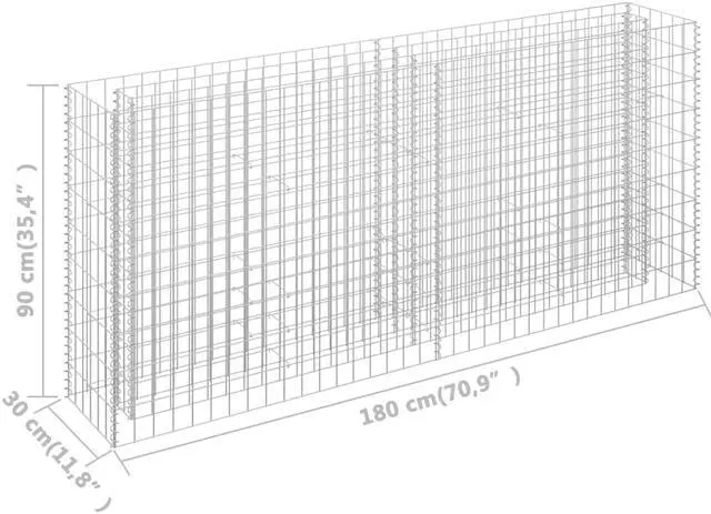 Alt view image 6 of 12 - vidaXL Gabion Raised Bed Galvanized Steel 70.9"x35.4" Planter Basket Pot Wall