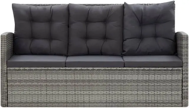 Alt view image 5 of 7 - vidaXL Patio Dining Set 5 Piece Patio Dining Table and Chairs Poly Rattan Gray