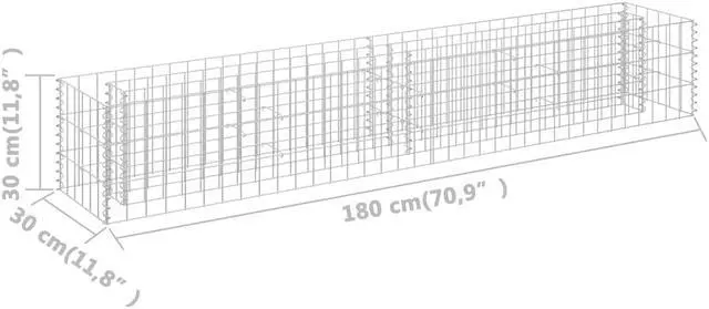 Alt view image 6 of 13 - vidaXL Gabion Raised Bed Galvanized Steel 70.9"x11.8" Planter Basket Pot Wall