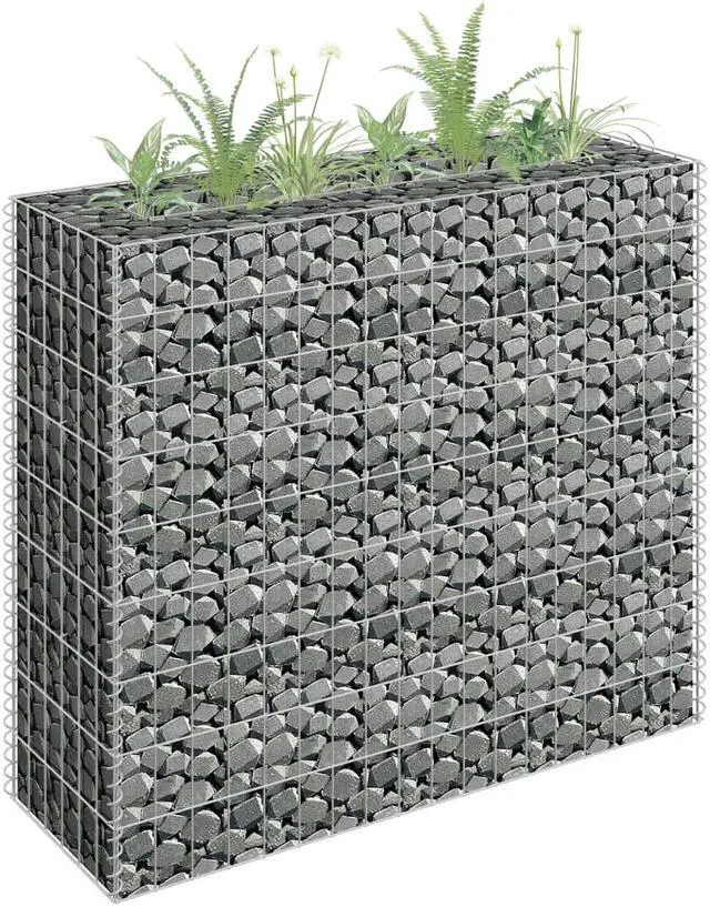Main image of vidaXL Gabion Raised Bed Galvanized Steel 35.4"x35.4" Planter Basket Pot Wall