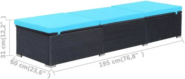 Alt view image 7 of 16 - vidaXL Patio Lounge Chair Outdoor Chaise Lounge with Cushion Poly Rattan Black