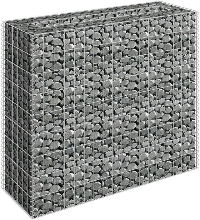 Alt view image 2 of 12 - vidaXL Gabion Raised Bed Galvanized Steel 35.4"x35.4" Planter Basket Pot Wall