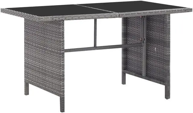Alt view image 3 of 7 - vidaXL Patio Dining Set 5 Piece Patio Dining Table and Chairs Poly Rattan Gray