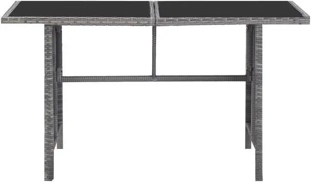 Alt view image 2 of 7 - vidaXL Patio Dining Set 5 Piece Patio Dining Table and Chairs Poly Rattan Gray