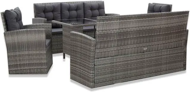 Main image of vidaXL Patio Dining Set 5 Piece Patio Dining Table and Chairs Poly Rattan Gray