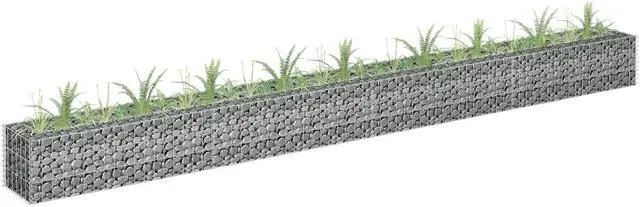 Main image of vidaXL Gabion Raised Bed Galvanized Steel 141.7"x11.8" Planter Basket Pot Wall