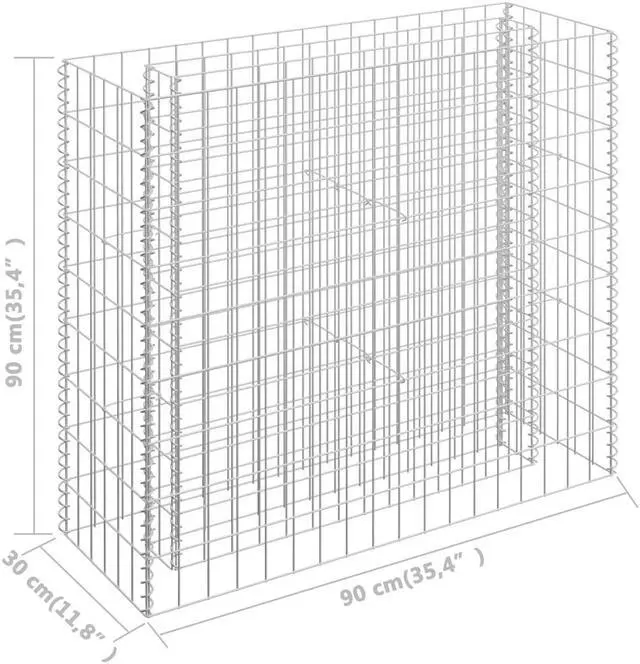 Alt view image 6 of 12 - vidaXL Gabion Raised Bed Galvanized Steel 35.4"x35.4" Planter Basket Pot Wall