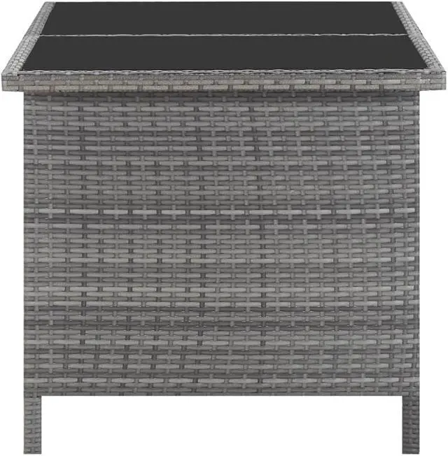 Alt view image 6 of 7 - vidaXL Patio Dining Set 5 Piece Patio Dining Table and Chairs Poly Rattan Gray