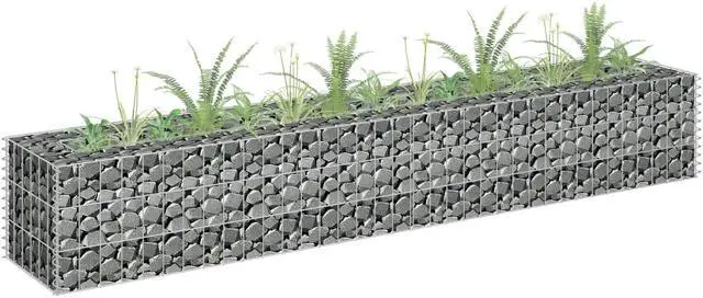 Main image of vidaXL Gabion Raised Bed Galvanized Steel 70.9"x11.8" Planter Basket Pot Wall