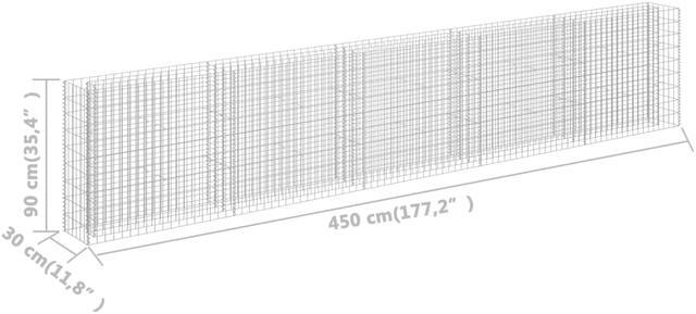 Alt view image 6 of 7 - vidaXL Gabion Raised Bed Galvanized Steel 177.2"x35.4" Planter Basket Pot Wall