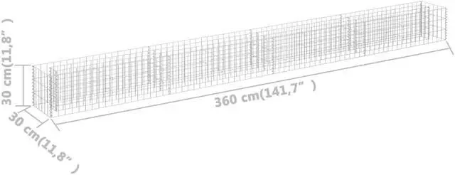 Alt view image 6 of 16 - vidaXL Gabion Raised Bed Galvanized Steel 141.7"x11.8" Planter Basket Pot Wall
