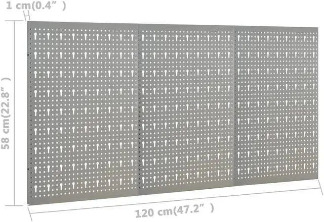 Alt view image 7 of 16 - vidaXL Peg Boards Metal Pegboards with Versatile Holes Pegboard Wall 3 Pcs Steel
