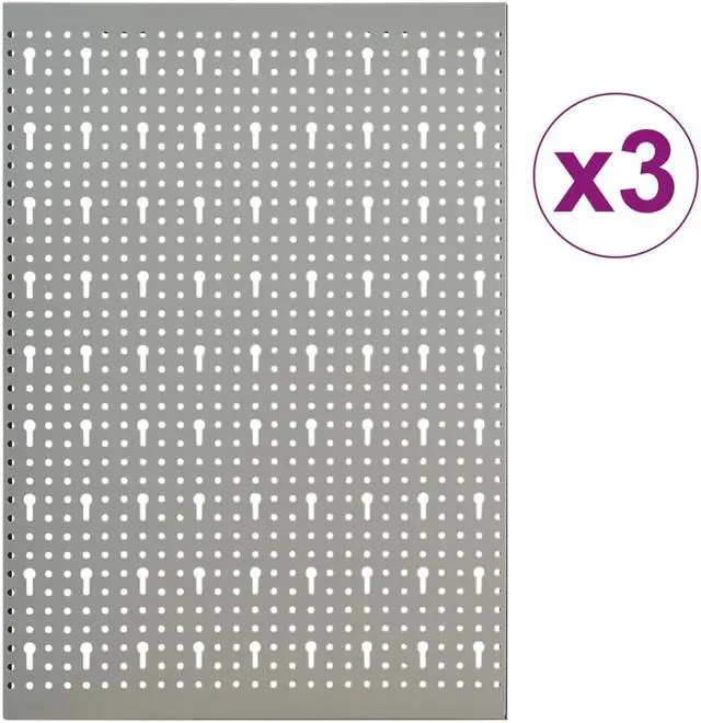 Alt view image 5 of 16 - vidaXL Peg Boards Metal Pegboards with Versatile Holes Pegboard Wall 3 Pcs Steel