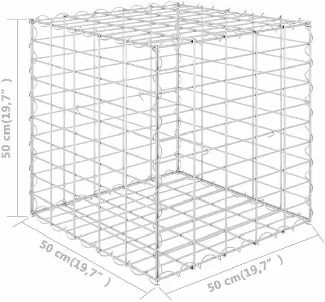 Alt view image 4 of 15 - vidaXL Cube Gabion Raised Bed Steel Wire 19.7" Planter Basket Pot Cage Garden