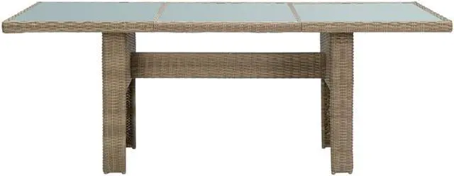 Alt view image 2 of 7 - vidaXL Patio Dining Table Garden Patio Table with Glass Top PE Rattan Brown