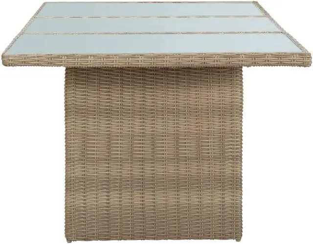 Alt view image 4 of 7 - vidaXL Patio Dining Table Garden Patio Table with Glass Top PE Rattan Brown